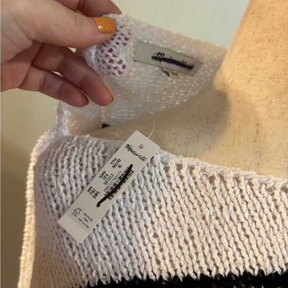 Madewell Boatneck Pullover Sweater Black White Stripes Women’s Size XL NEW - Picture 6 of 7